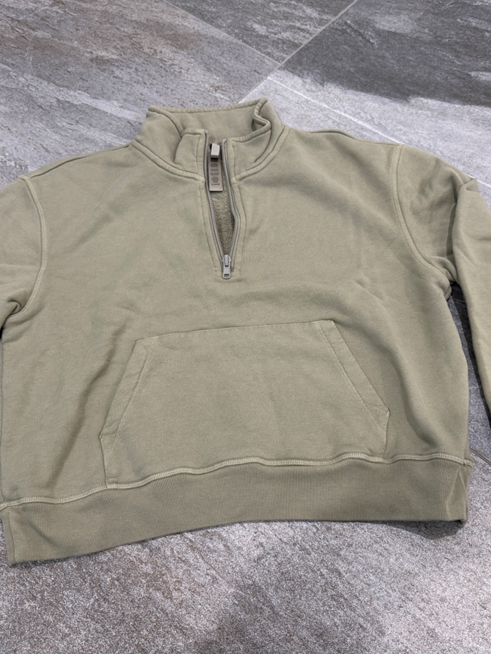SKIMS Olive Green Quarter-Zip Fleece Pullover